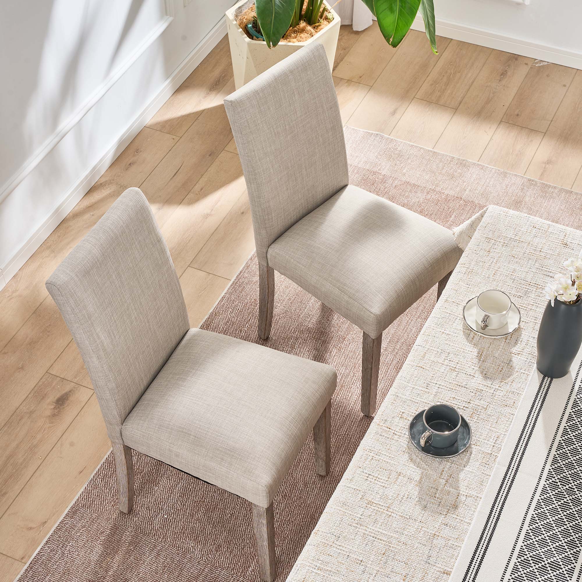 Angle. FERPIT - FERPIT 2 Pack Stylish Modern Upholstered Dining Chairs, Light Grey - Light Grey.