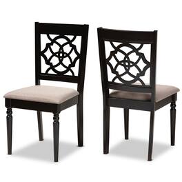 Baxton Studio - Renaud Modern Fabric Upholstered and Espresso Finished Wood 2-Piece Dining Chair Set Set - Sand/Dark Brown