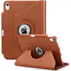 Front. DTTO - Rotating Case for iPad A16 11-inch 2025 and iPad 10th Generation 10.9 Inch 2022,360 Degree Rotating Protective Stand - Brown.