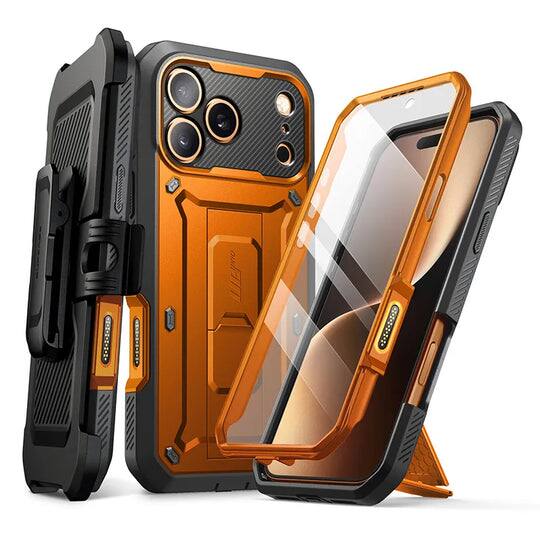 Angle. SUPCASE - Unicorn Beetle Pro Rugged Case for iPhone 17 Pro – Full-Body Protection with Screen Protector - Coral.