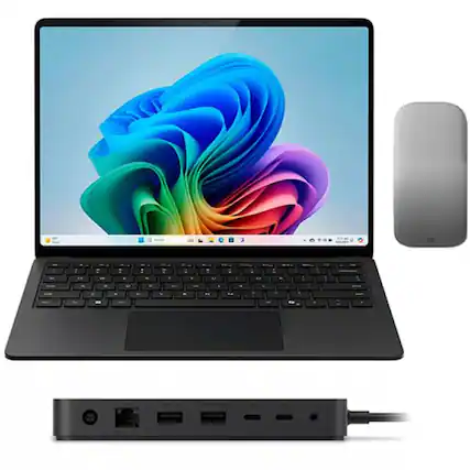 Front. Microsoft - Microsoft Surface Laptop Copilot+ PC + Arc Mouse + Surface Thunderbolt 4 Dock - Graphite.