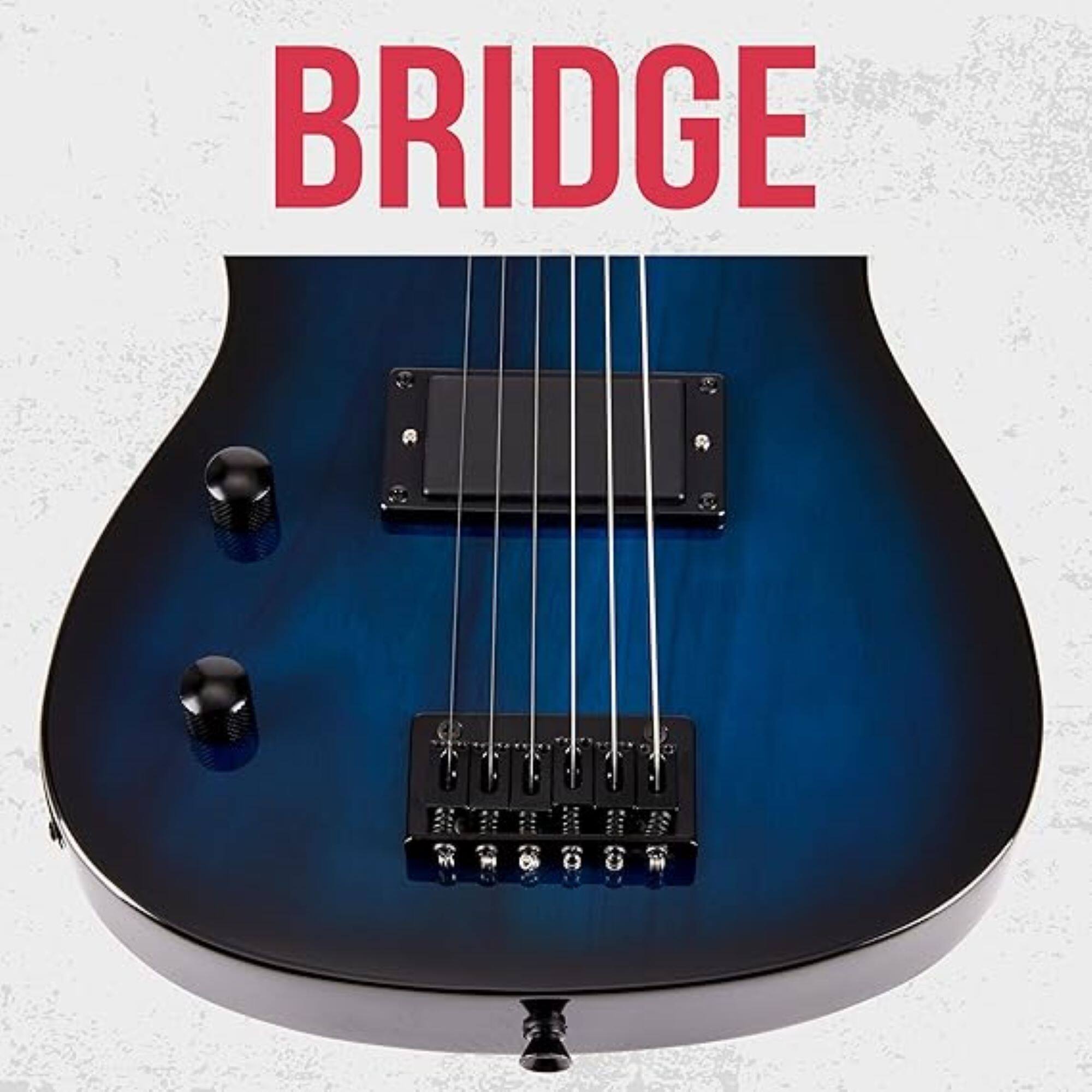 Alt View 2. Lyxpro - Left Handed 30” Beginner Electric Guitar Kit with 3/4 Size Guitar, Amp, Six Strings and More - Blue.