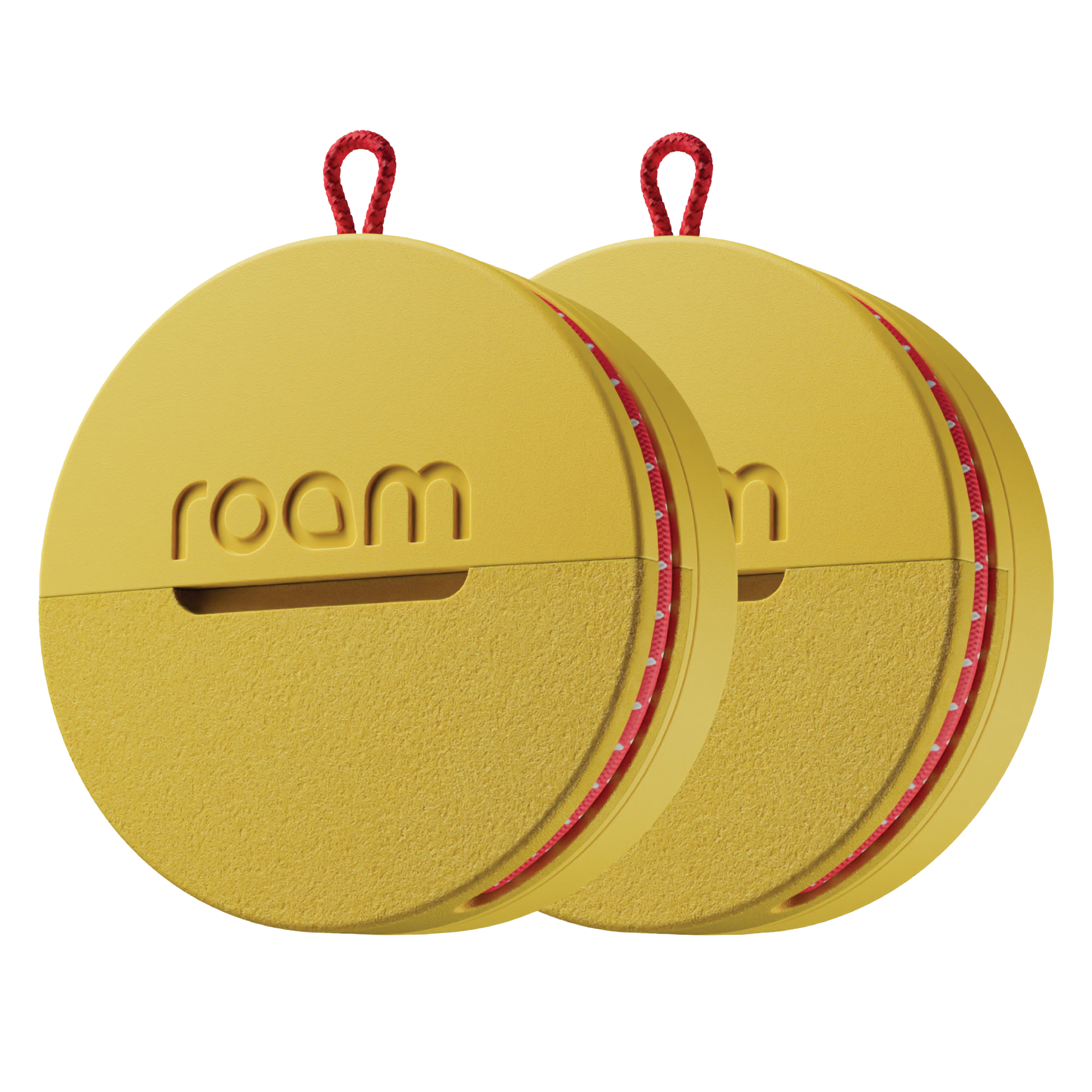 Front. Roam - Roam 3-in-1 Tracker - Bluetooth Item Locator, Keys/Luggage/Pet Gear, iOS or Android Find My, Waterproof, 2-Pack, Yellow - Yellow.
