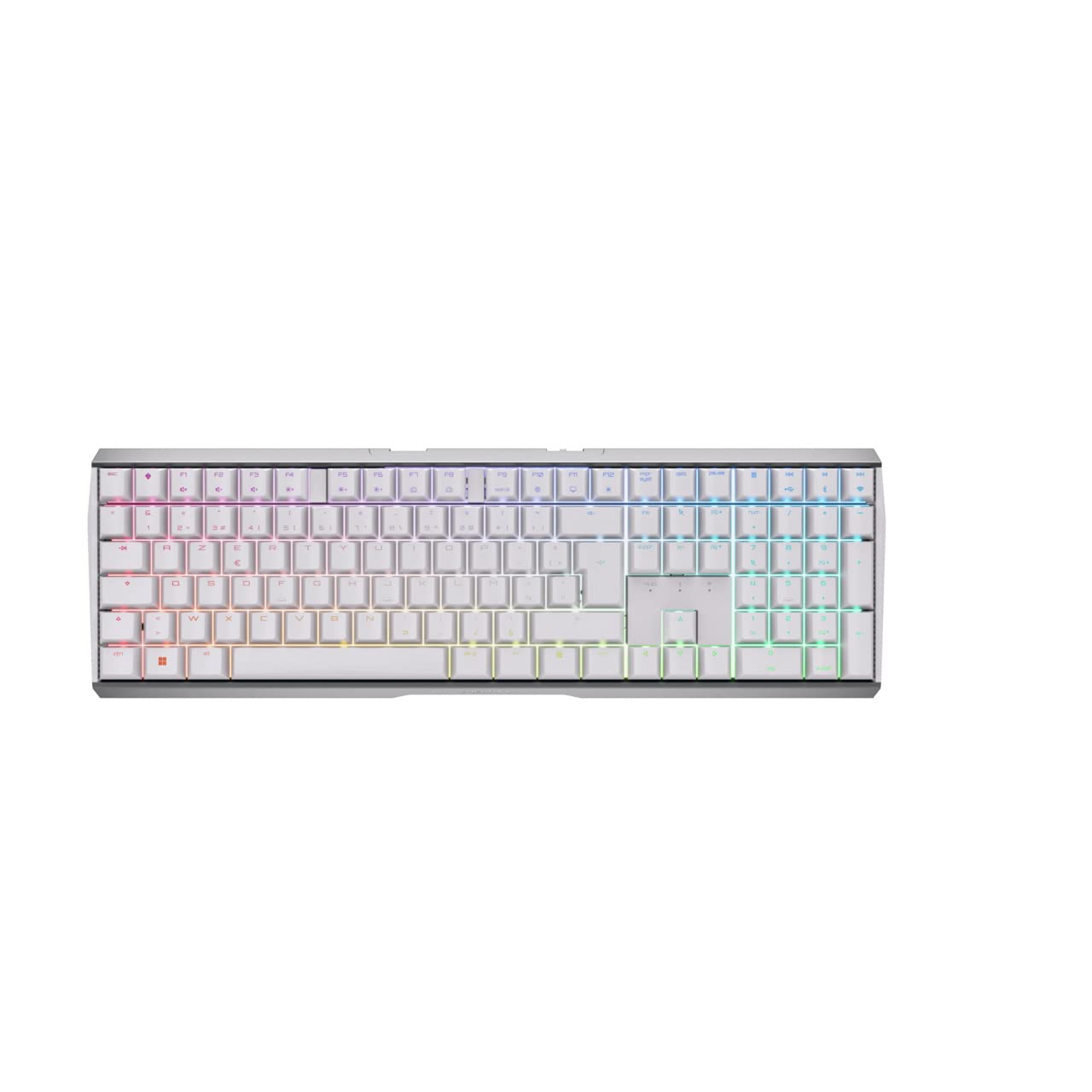Front. HM 1810 - Mx 3 0s Wireless Mechanical Gaming Keyboard Aluminum Housing Built For Gamers W mx Brown Or Red Switches - White w/MX Brown Switches.