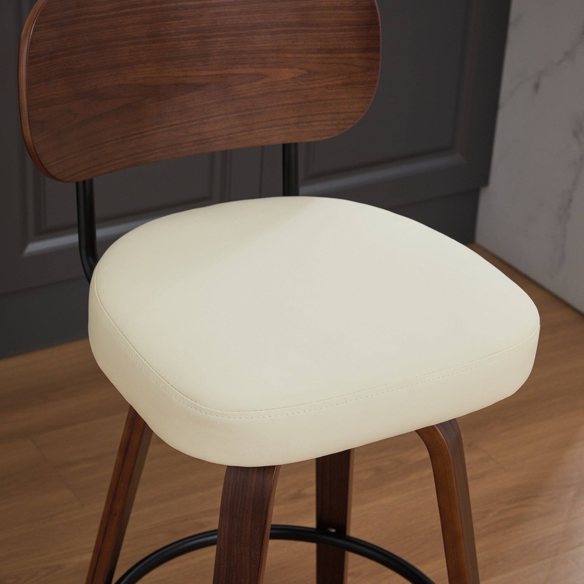 Alt View 5. Boyel Living - 26 Inch Swivel Counter Height Bar Stools Set of 2 with Walnut Bentwood Legs - Beige.