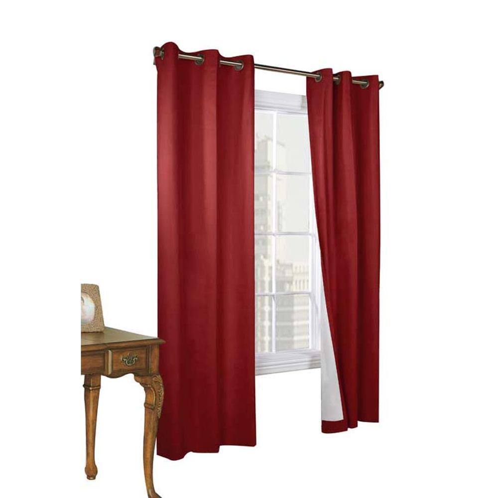 Front. Commonwealth Home Fashions - Commonwealth Thermalogic Weather Cotton Fabric Grommet Top Panel Pair - 80x84" - Burgundy - Burgundy.