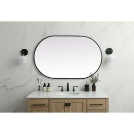 Elegant Decor - Metal Frame Oval Mirror 30x48 Inch - Black
