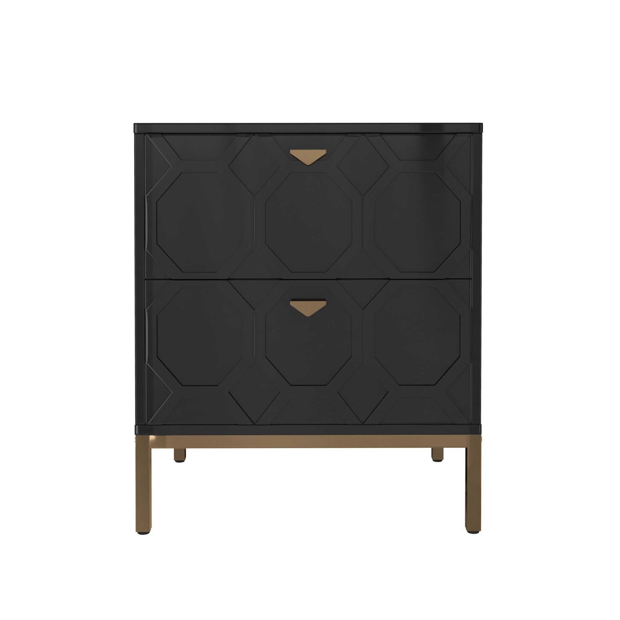 Alt View 1. Boyel Living - Wooden 2-Drawer Side Table - Black.