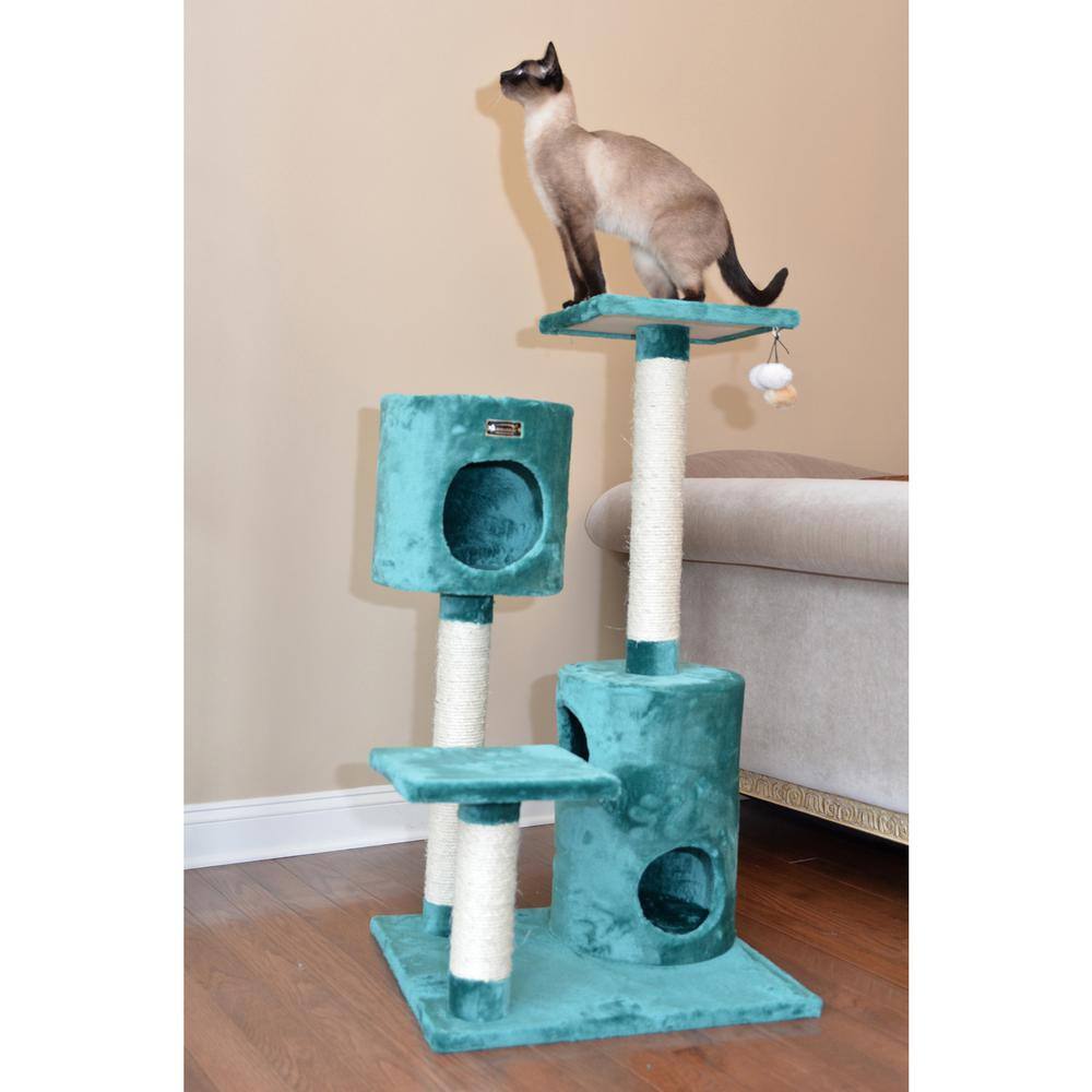 Angle. Armarkat - Real Wood Cat Tree Condo House With 2 Private Condos 43 Green - Green.