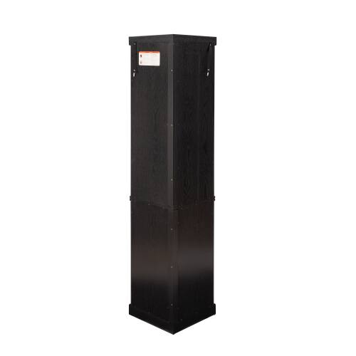 Alt View 6. LUCKY ONE - 15.31in Freestanding Corner Curio Cabinet with Glass Shelves LED Light Display for Wine Bar Collectibles - Black.