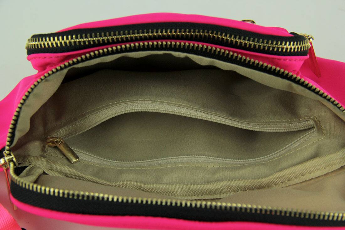 Alt View 2. Blue Heaven - Nylon Canvas Fanny Pack with Hidden Pocket - Fuchsia.
