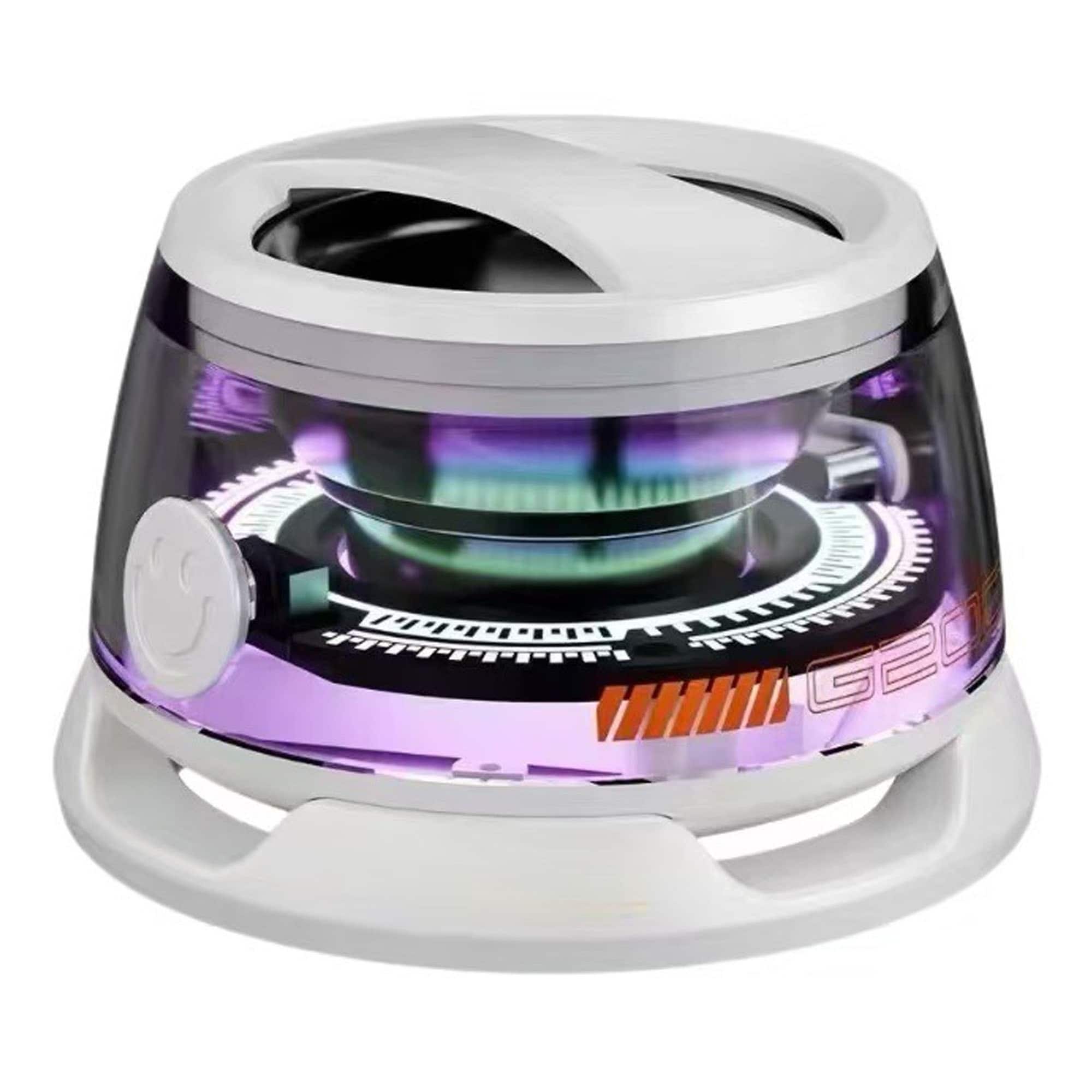 YONWAY - Magnetic Bluetooth Speaker with Multi RGB Color Light Show, 3D Surround Sound Effect, Phone Stand for iPhone, Android - White