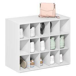 Furinno - FANO Shoe Rack, 15-Cube Shoe Organizer, Stackable Shoe Storage, for Closet Entryway, Office, Garage - White