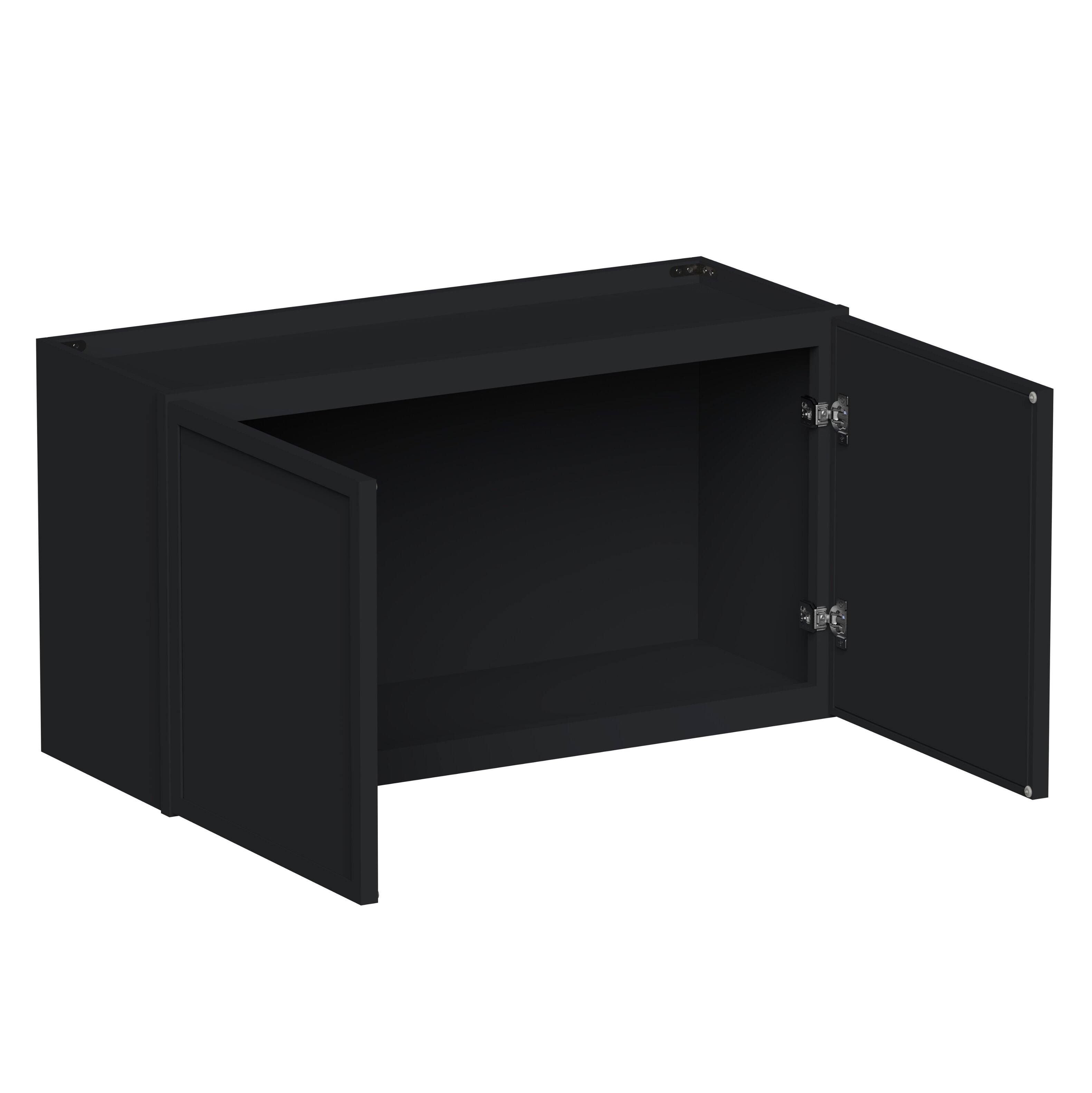 Angle. Boyel Living - 33-in W x 18-in H x 12-in D Shaker RTA Kitchen Wall Cabinet with Soft-Close - Black.