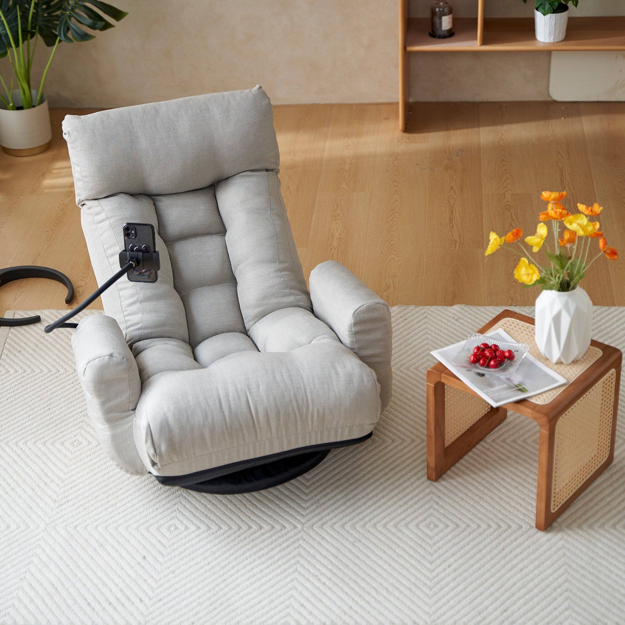 Alt View 5. Boyel Living - 360 Rotating Foldable Adjustable Floor Lounge Chair Comfortable Seating for Living Room Bedroom Gray - Grey.