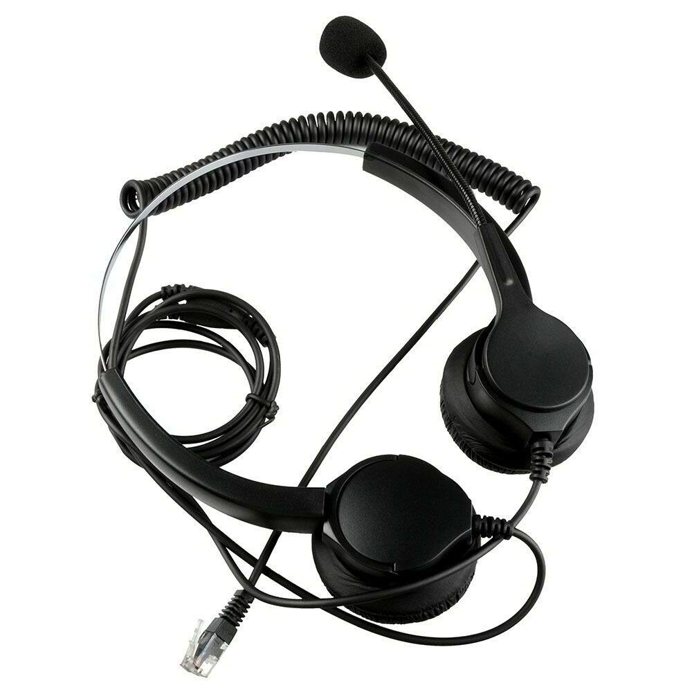 Alt View 4. AGPtek - Call Center Noise Cancelling Corded Binaural Hands-free Headset Headphone With Microphone - Black.