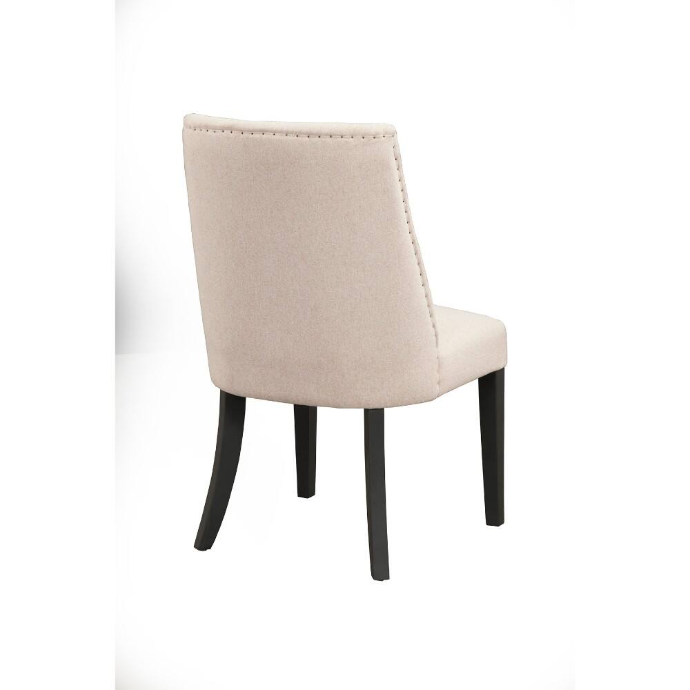 Angle. Manhattan Lane - Fabric Upholstered Parson Chairs Set Of 2 - Cream and Black.
