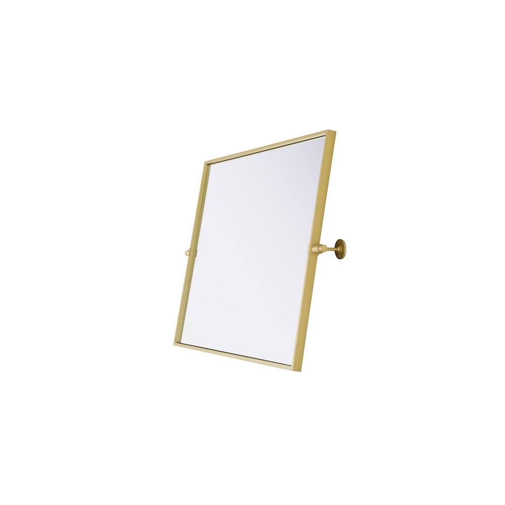 Left. Elegant Kitchen and Bath - Amoura 24X32 Pivot Mirror In Brass - Brass.