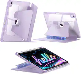 Fintie - Case for iPad Air 11-inch (M4/M3/M2) & iPad Air 4th/5th Gen 10.9 inch | Clear Hard PC Back Cover with Magnetic Stand - Purple
