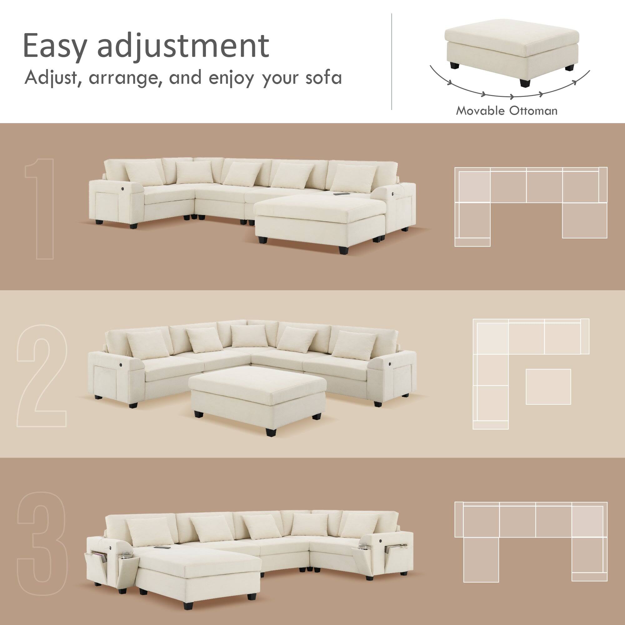 Easy adjustment  
Adjust, arrange, and enjoy your sofa  

1  
2  
3  

Movable Ottoman