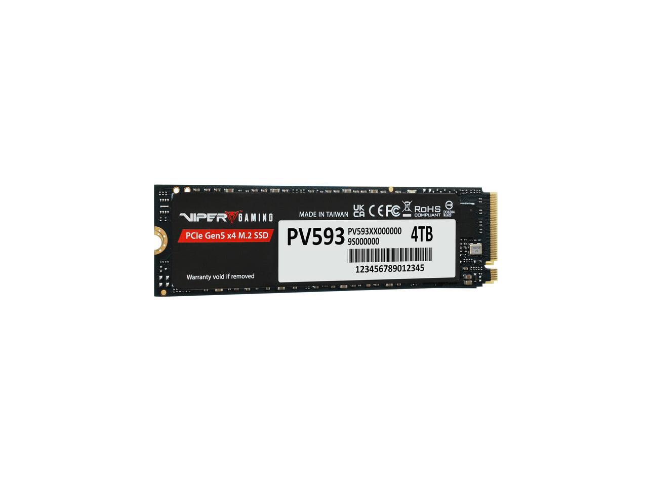 UK ROHS e MADE IN TAIWAN CA CEFC COMPLIANT DJ4204 RISPER NIPER GAMING PV593XX000000 4TB PCle Gen5 x4 M.2 SSD PV593 9S000000

Warranty void if removed

123456789012345