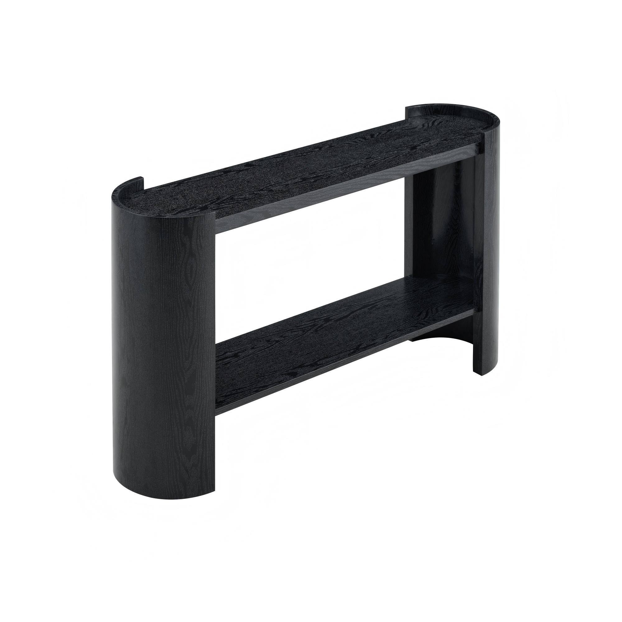 Alt View 10. Loheer - Loheer- Black Wood Grain Curved Foyer Table 4.43x1.15x2.53 ft Minimalist Sofa Side Console for Small Space Living Room - Black.