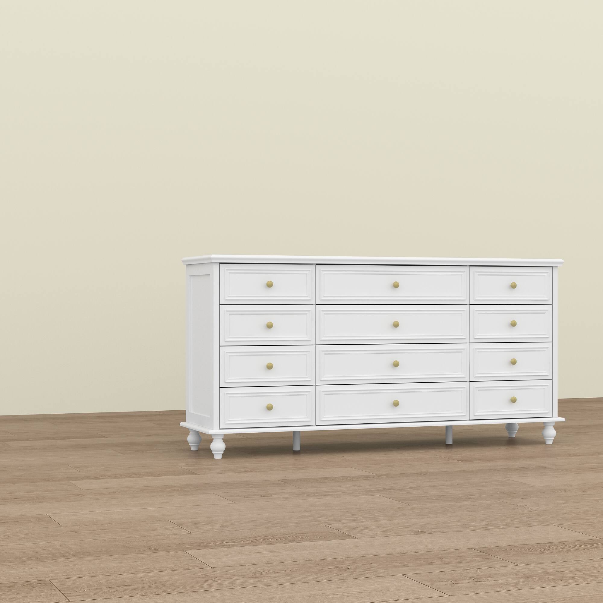 Angle. FUFU & GAGA - FUFU&GAGA 12 - Drawer Silent Dresser: Spacious & Quiet Storage Solution - White.