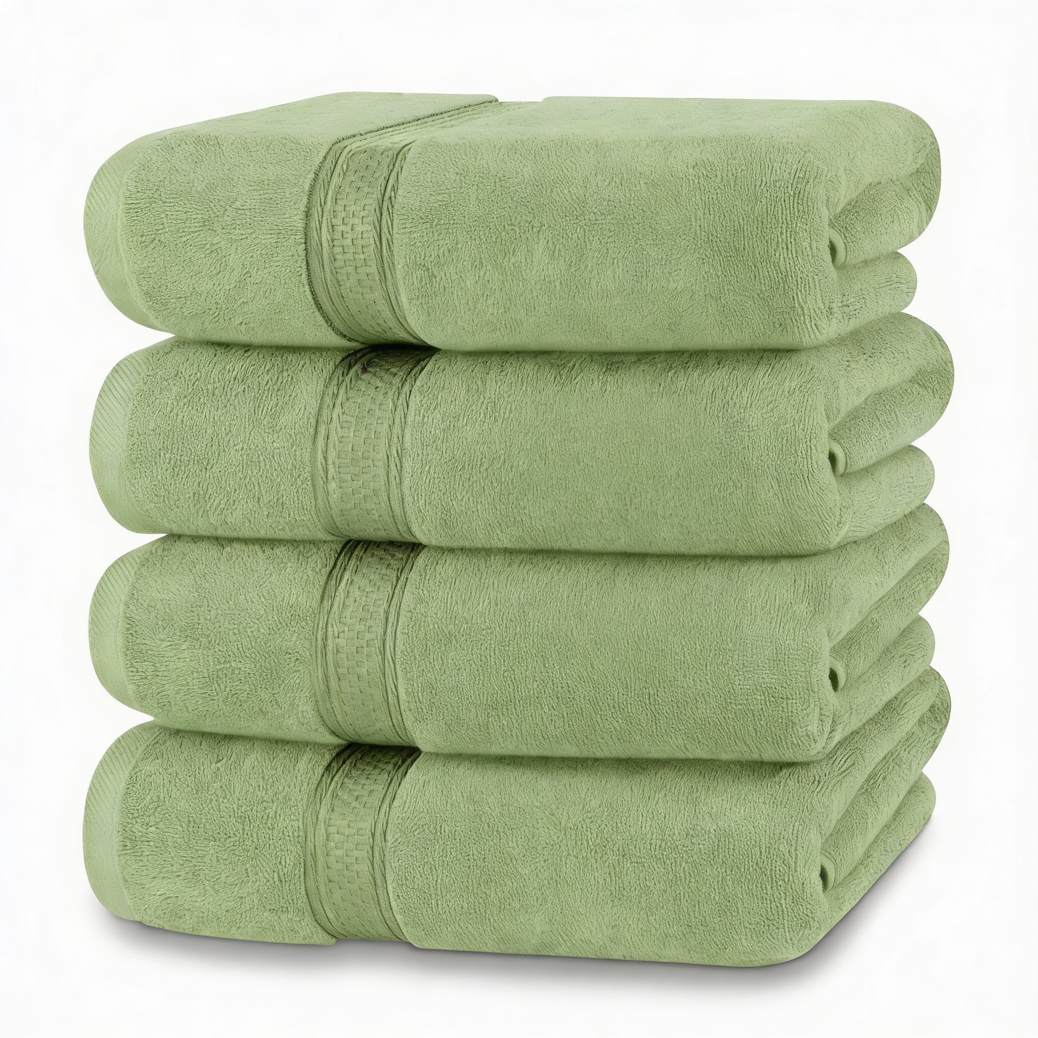 CovertSafe- 4-Pack 600gsm Ring Spun Cotton Bath Towels Quick Dry- Sage Green 27"x 54"