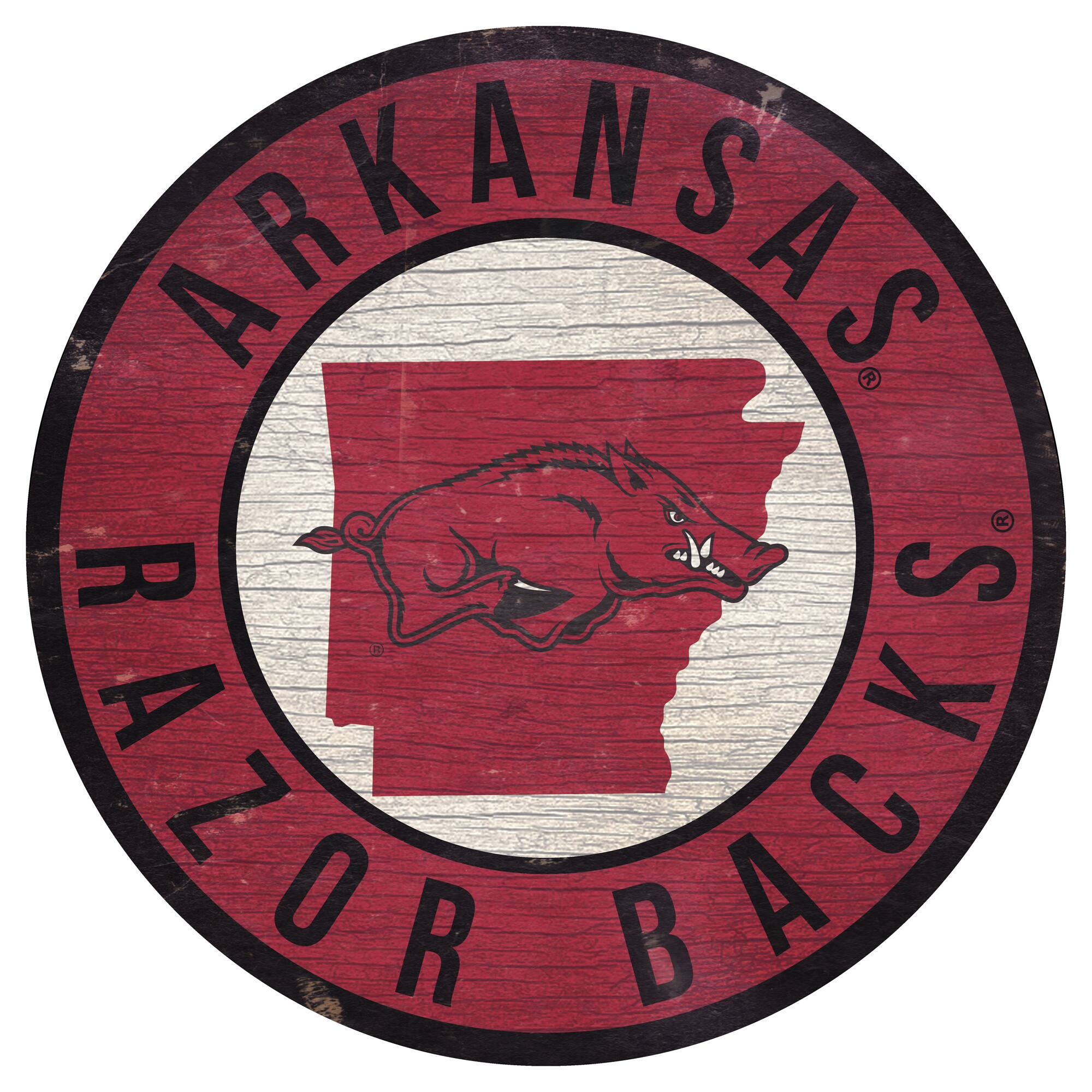 Arkansas Razorbacks 12'' x 12'' State Circle Sign