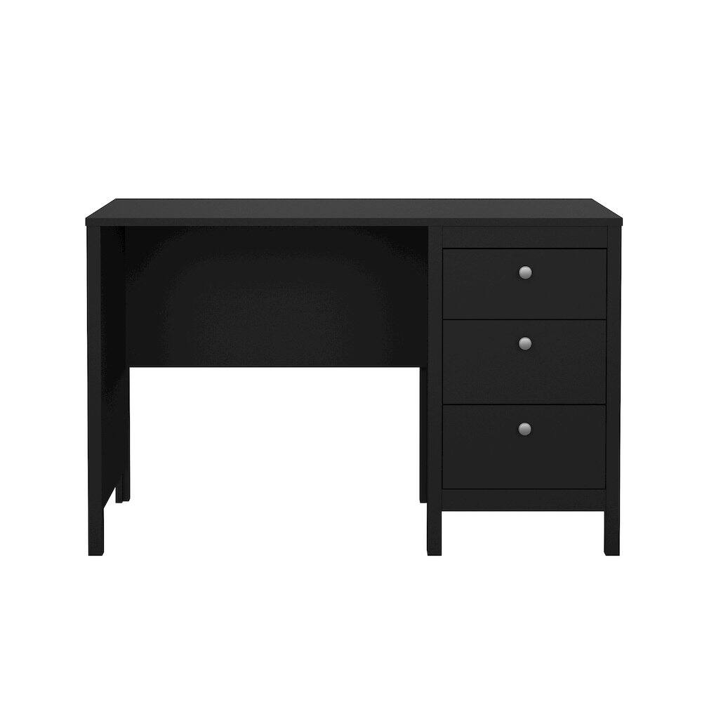 Back. Tvilum - Madrid Home Office Writing Desk with 3 Storage Drawers Matte - Black.