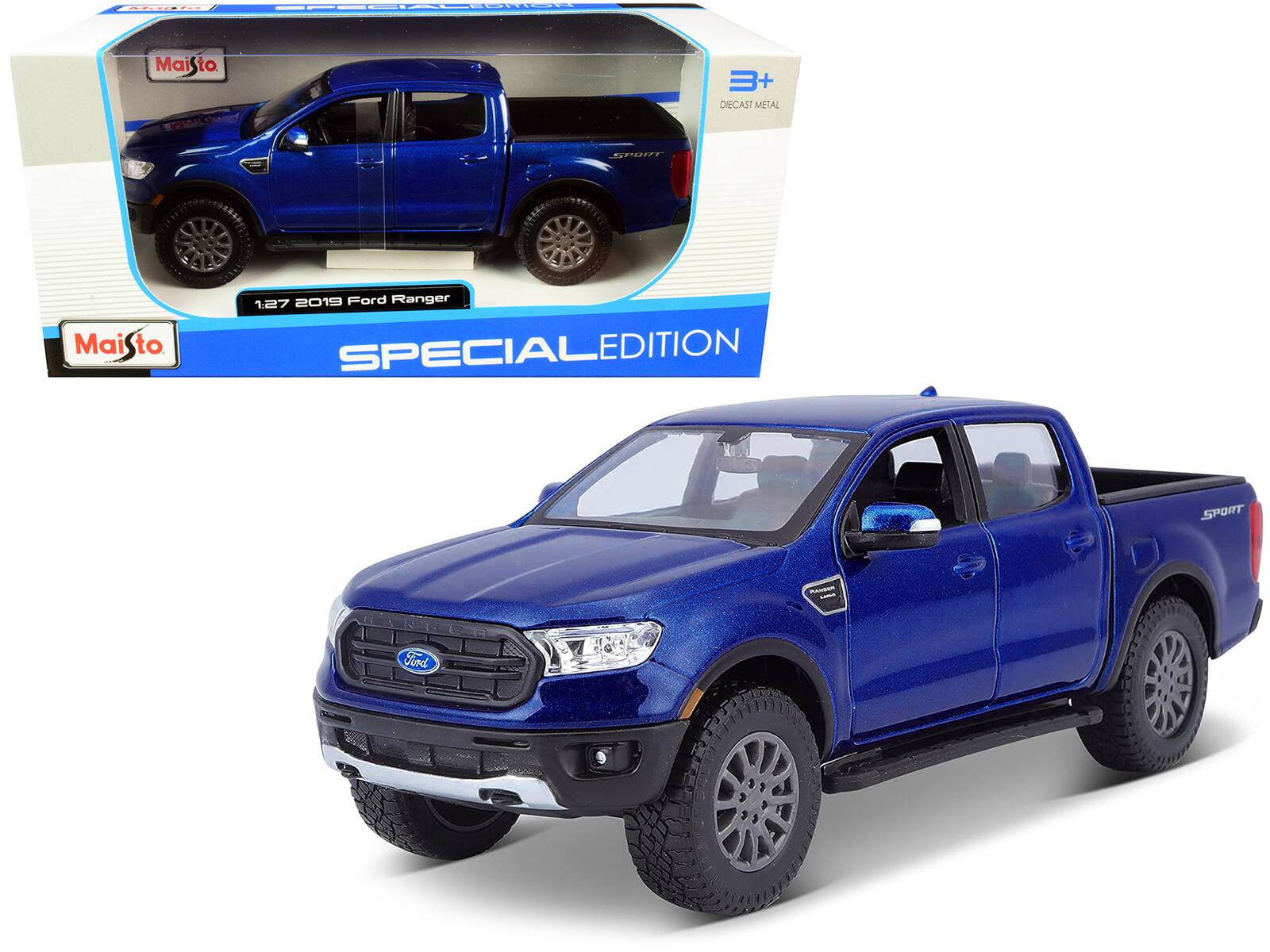 2019 Ford Ranger Lariat Sport Pickup Truck Dark Blue Metallic 1/27 Diecast Model Car by Maisto price history on PriceWatchPro
