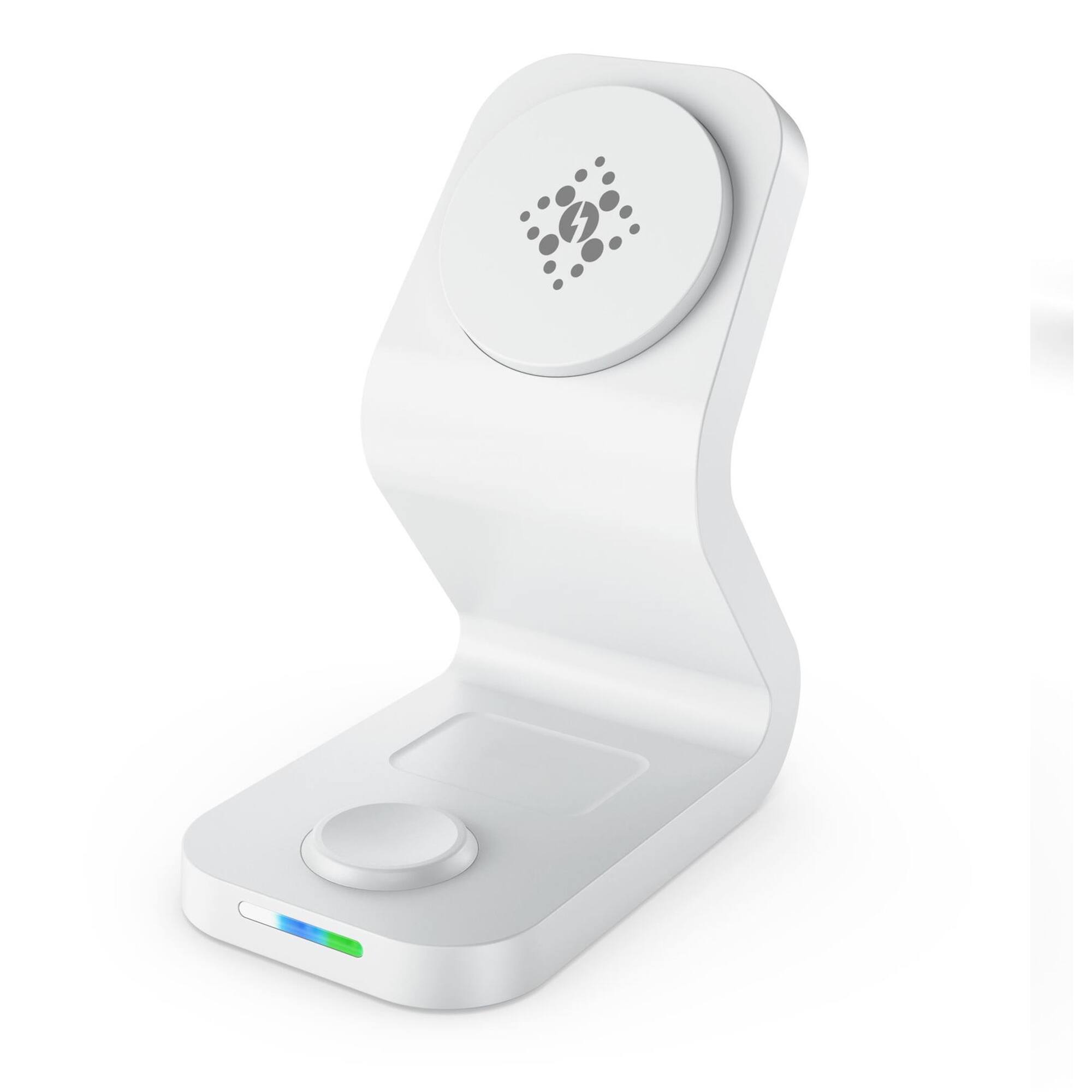 Front. YONWAY - 3 in 1 Magnetic Wireless Charging Station, 15W Travel Fast Charging Stand for iPhone, Apple Watch and Airpods.