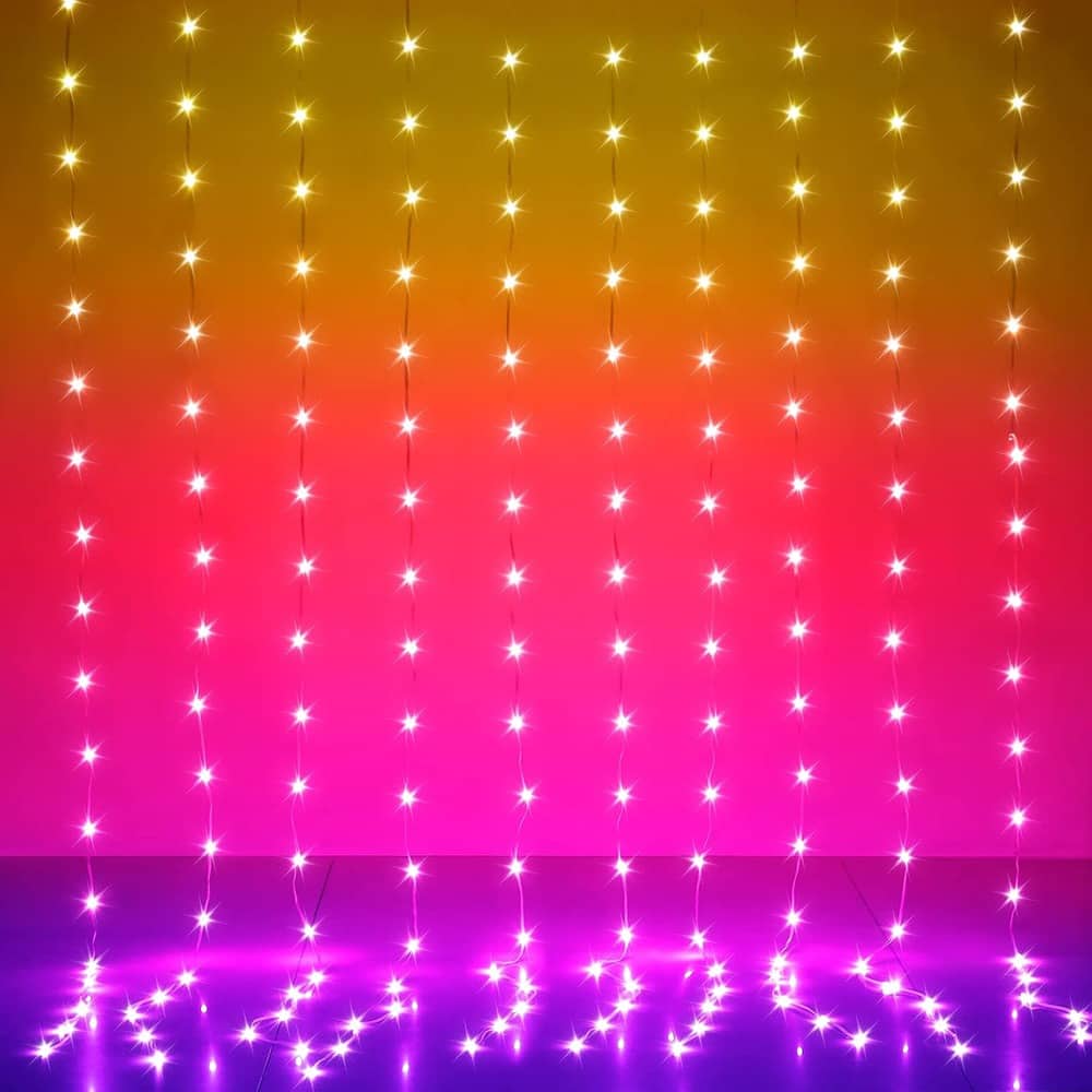 MOSZAR LLC - LED Curtain Lights, 300 RGB LEDs, 10×10 ft, Smart App, Indoor/Outdoor