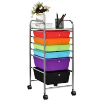 Costway - 6 Drawer Rolling Storage Cart Scrapbook Paper Office School Organizer - Multicolor - Front_Zoom