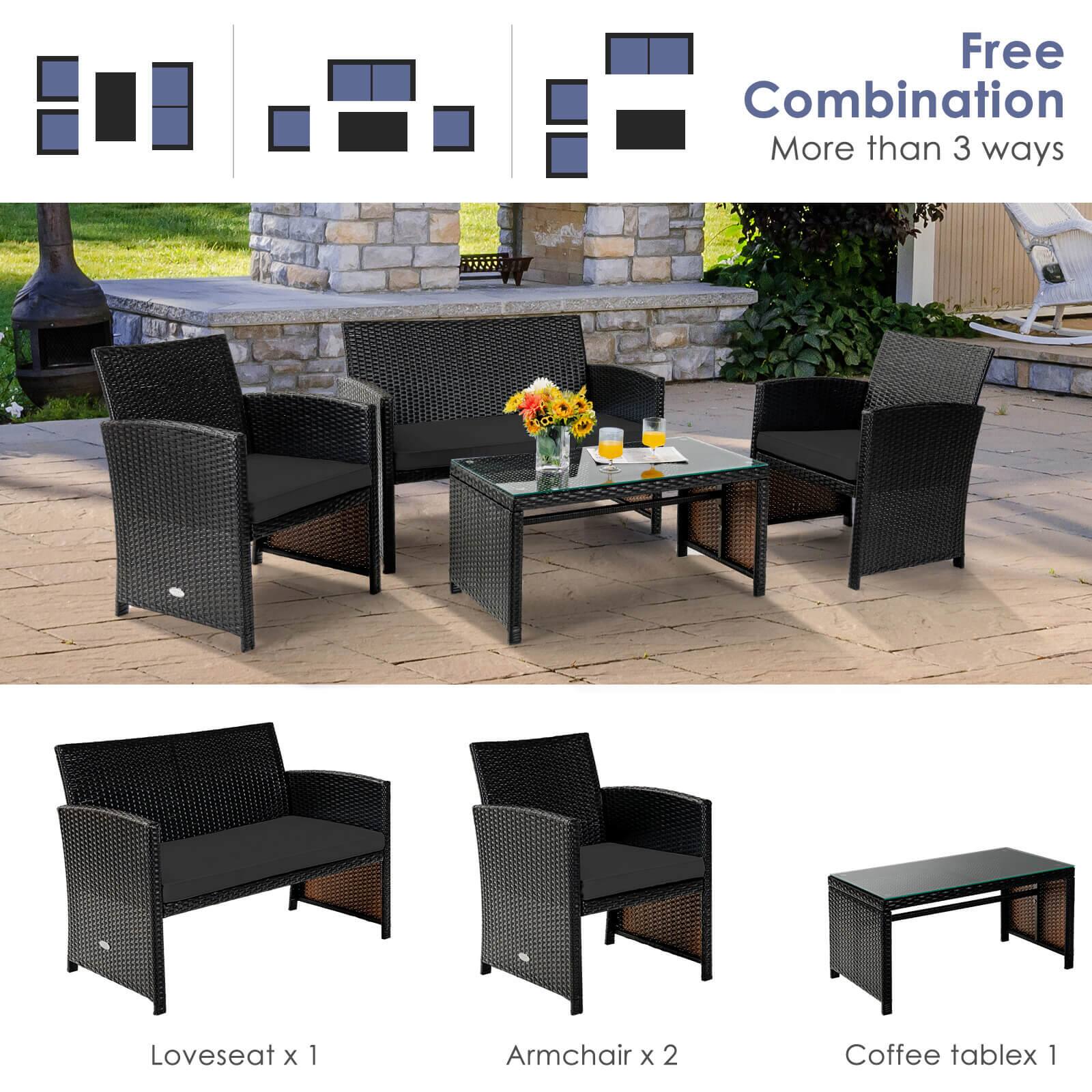 Free Combination  
More than 3 ways  

Loveseat x 1  
Armchair x 2  
Coffee table x 1