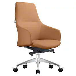 LeisureMod - Celeste High-Back Office Chair - Modern Leather Upholstery, Adjustable Height, Swivel & Tilt Armrest Desk Chair - Acorn Brown