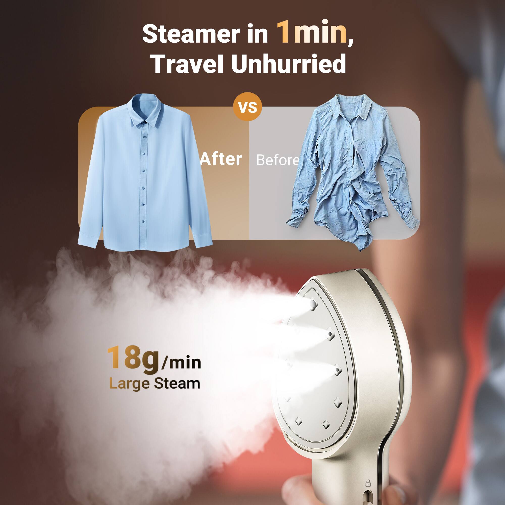 Steamer in 1 min, Travel Unhurried

After vs Before

18g/min Large Steam