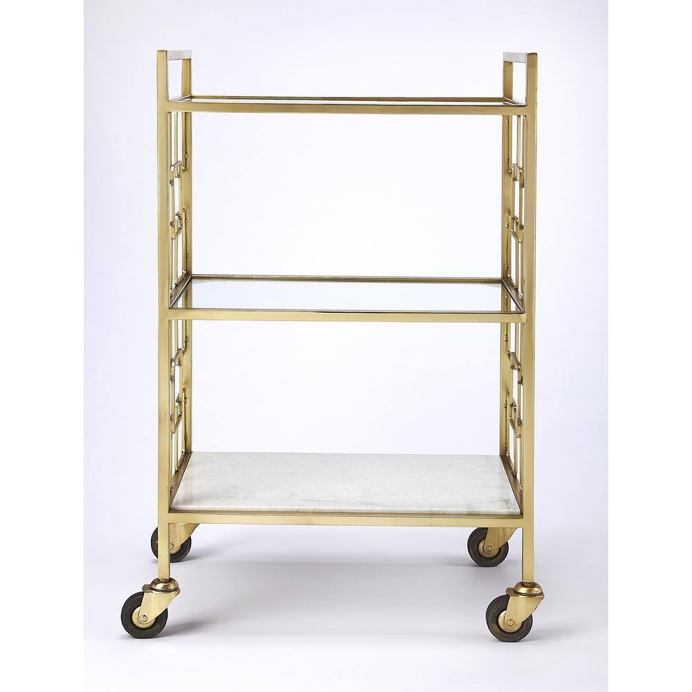 Angle. Butler Specialty - Arcadia Polished Bar Cart - Gold.