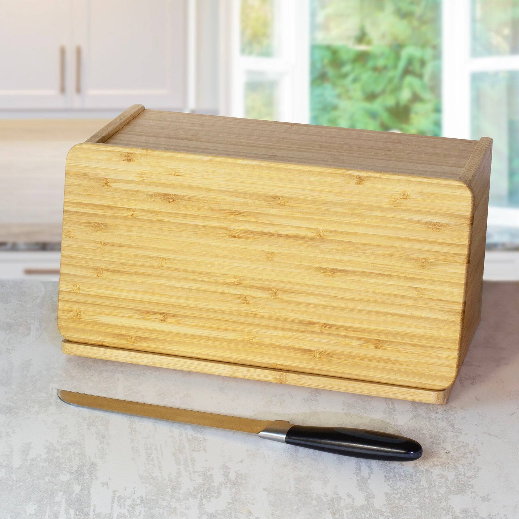 Alt View 1. Totally Bamboo - Bread Box with Removable Cutting Board Lid and Crumb Catcher.
