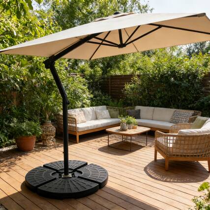 Front. Anysun - Anysun Leak-Proof Design Fan-Style Cantilever Umbrella Weight Set with Built-In Spouts, Assembly Required - Black.
