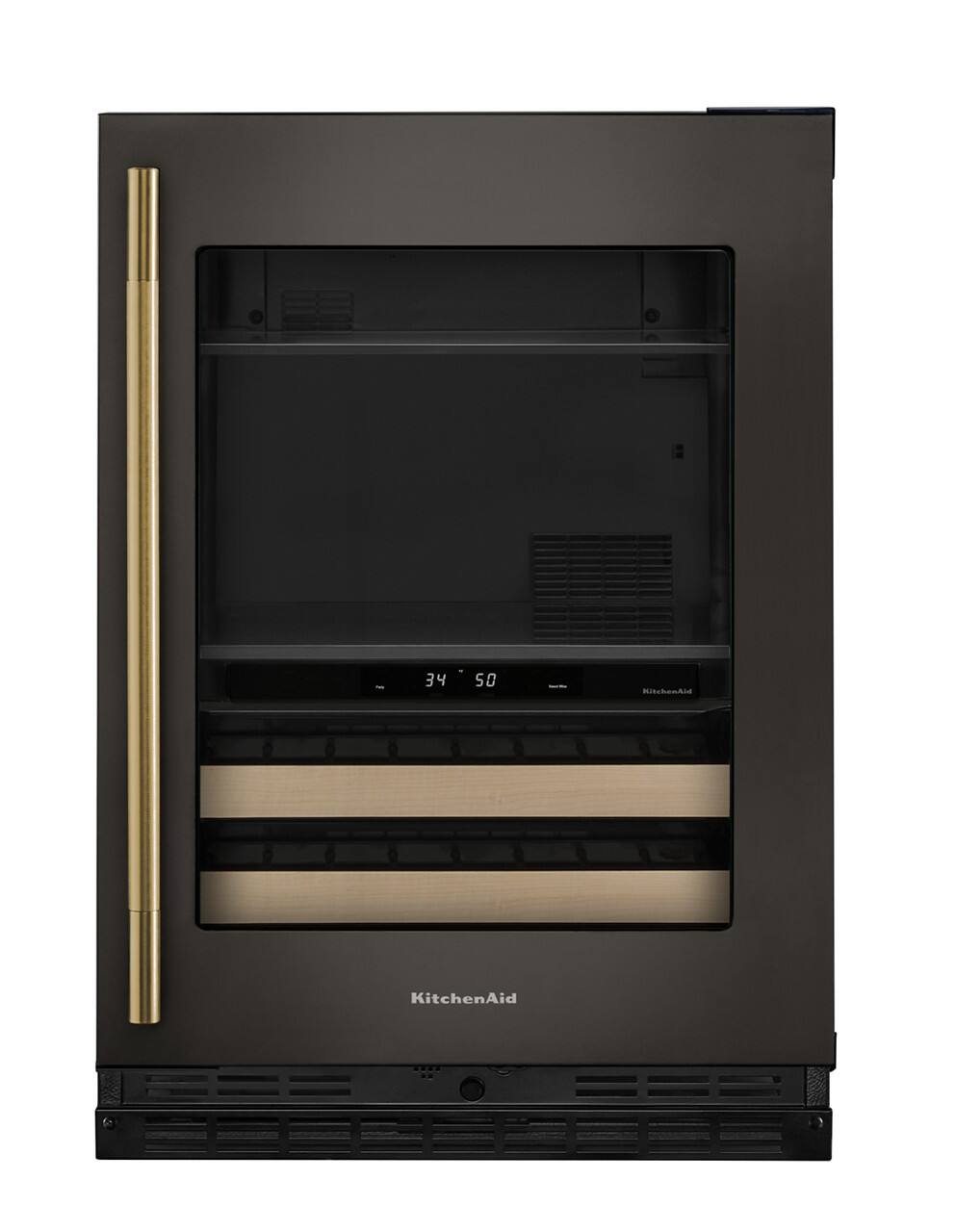 Alt View 8. KitchenAid - 24" Beverage Center with Glass Door and Wood-Front Racks - Black Ore.