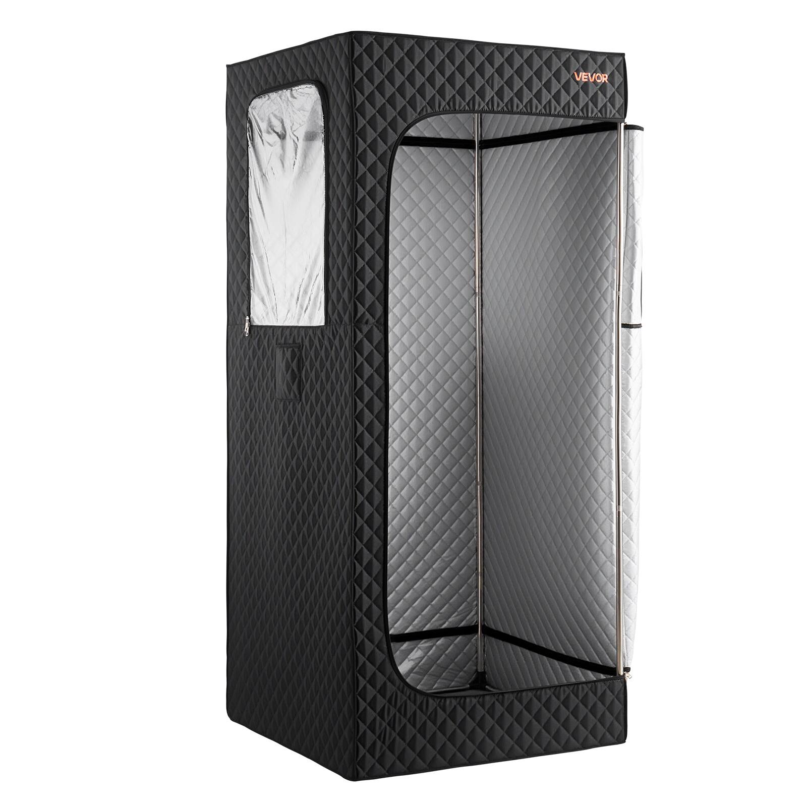 Alt View 5. VEVOR - Upgraded Portable Steam Sauna for Home, 1 Person Full Body Home Spa Tent with Steamer & 1 Foldable Chairs & Remote - Black.