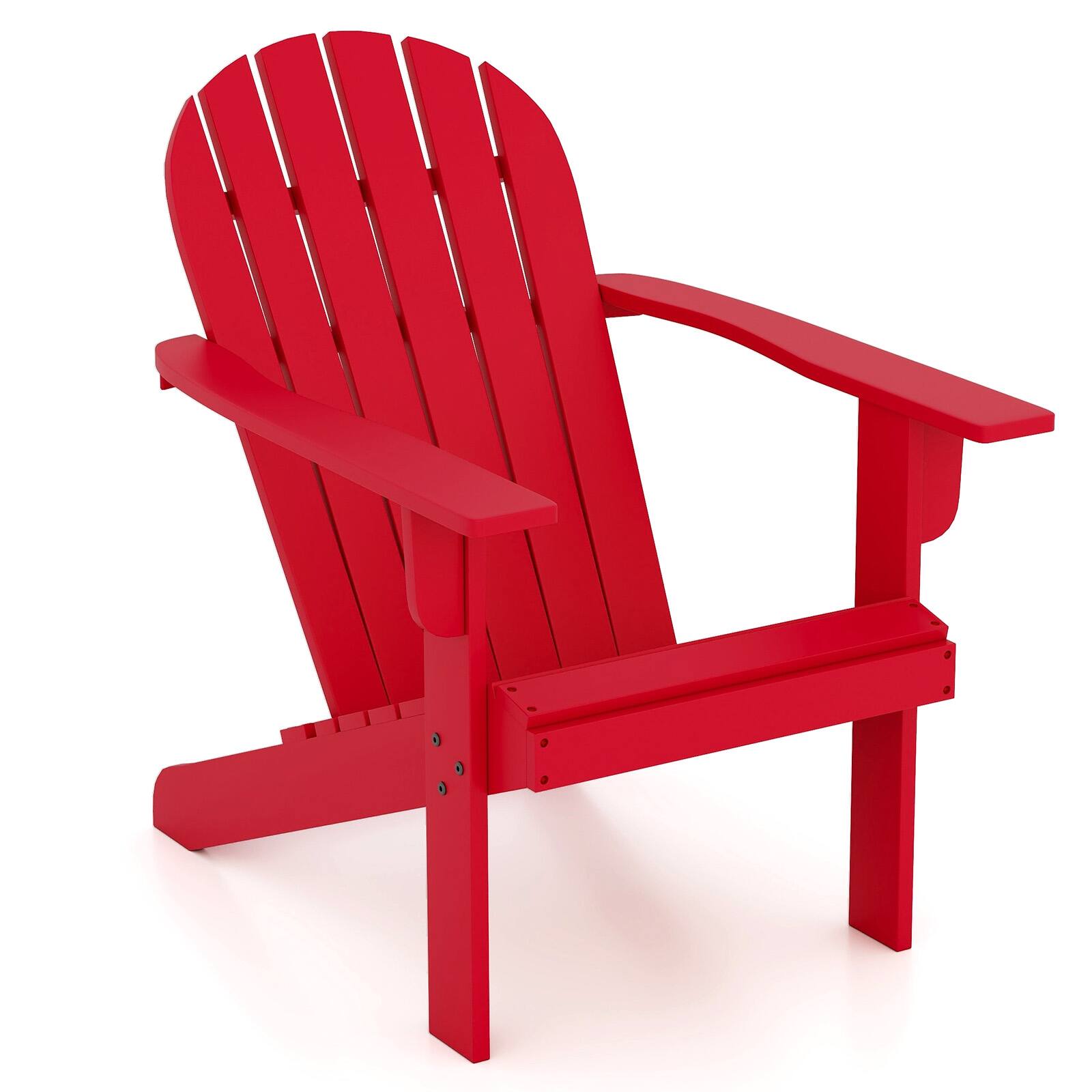 Alt View 5. Gymax - Gymax 4PCS Patio Adirondack Chair w/ Inclined Seat High Backrest & Wide Armrests Red - Red.