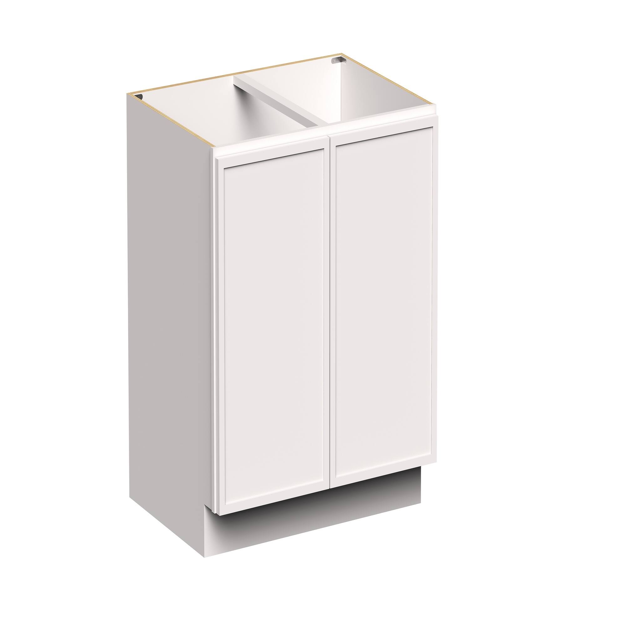 Angle. Boyel Living - 33-in W x 34.5-in H x 24-in D Slim Shaker RTA Kitchen Full Height Door Base Cabinet with Soft-Close - Snow White.