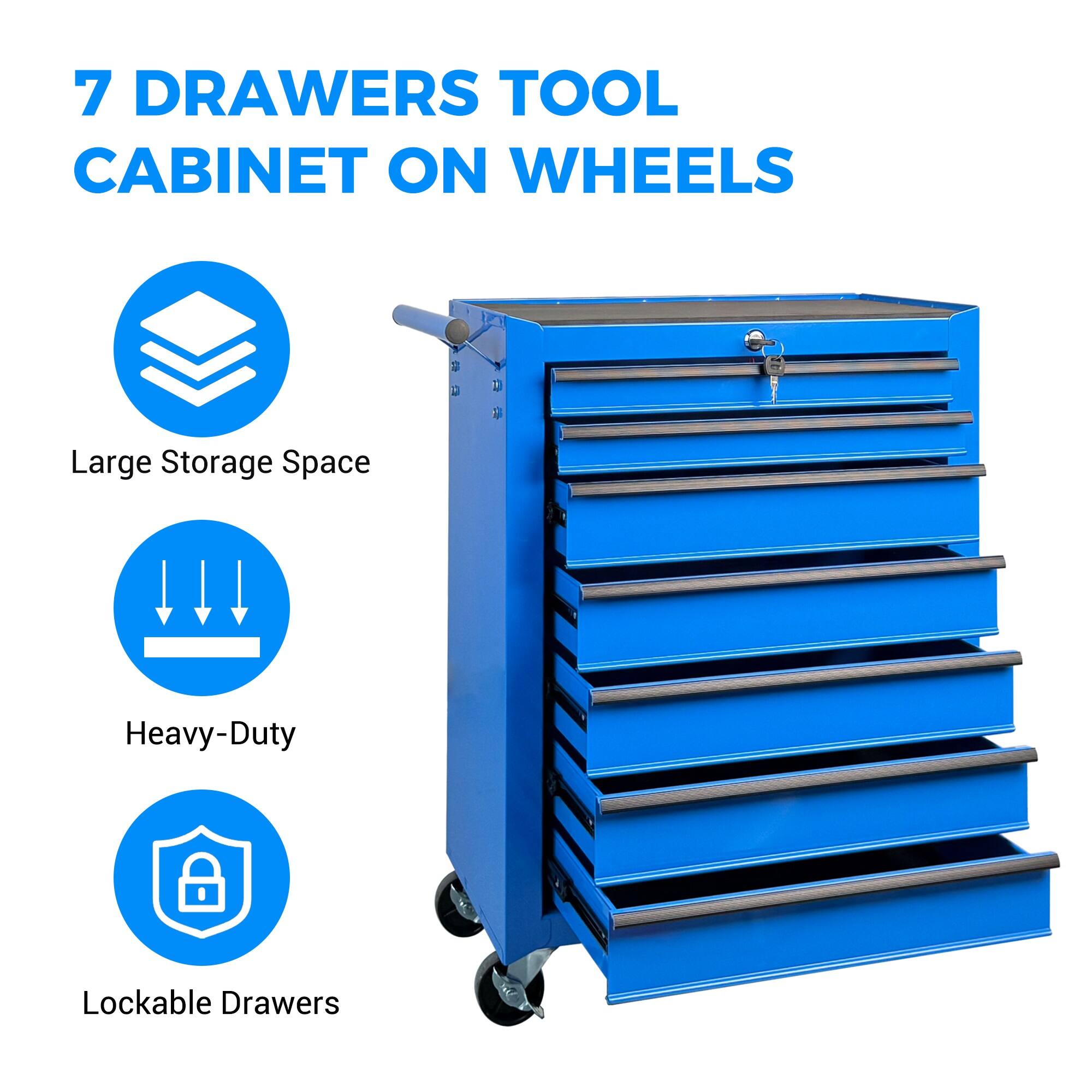 7 Drawers Tool Cabinet on Wheels

- Large Storage Space
- Heavy-Duty
- Lockable Drawers