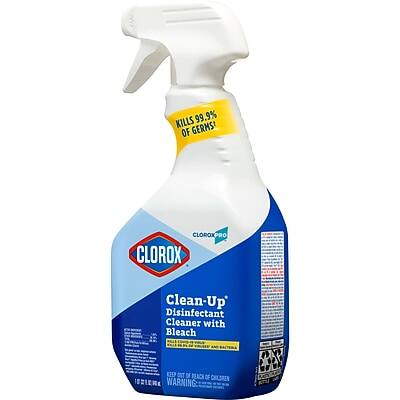 KILLS 99.9% OF GERMS*

CLOROX PRO

CLOROX Clean-Up Disinfectant Cleaner with Bleach

KEEP OUT OF REACH OF CHILDREN

WARNING