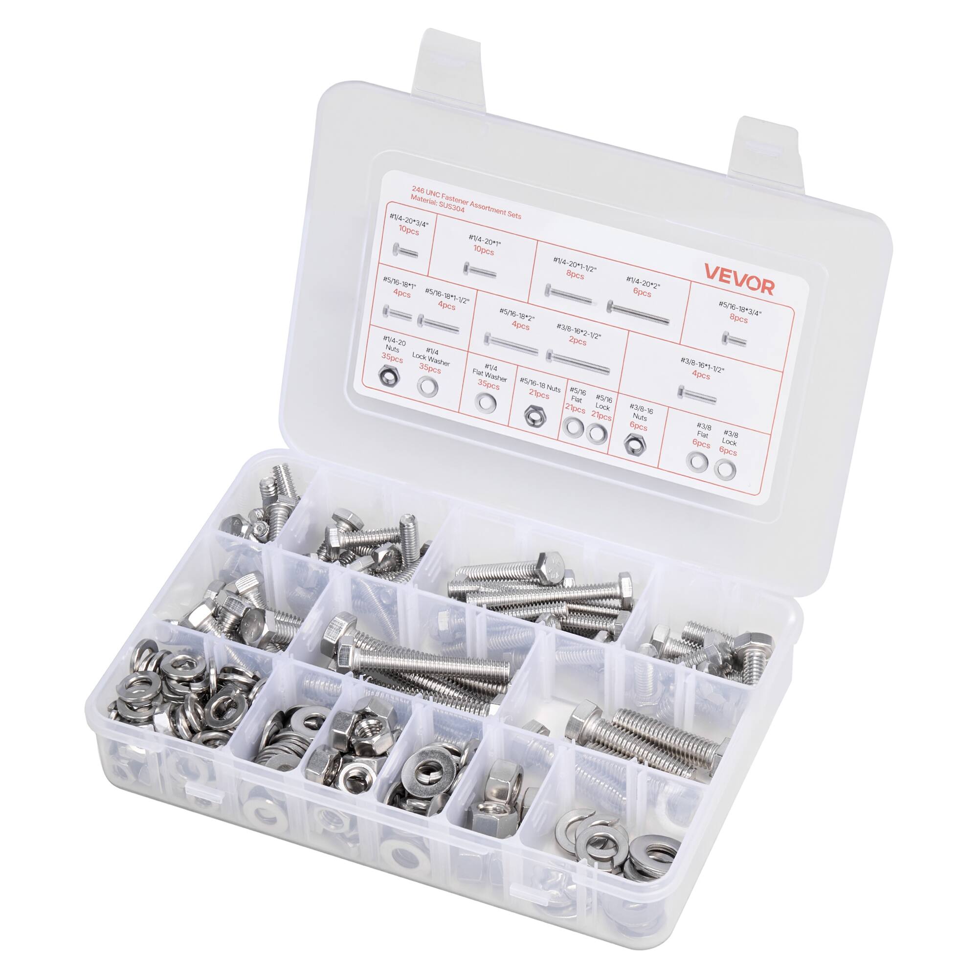 DAG aen Matorias Tastorwrr sUS3o4 Assortment A Saltt BAAPSR 100ca Ws 14-20 s 84-30 A a 17 ROCK 1 Apcs RE Aps % A #- #S m4 ZocA NE - TAiRS mUs 3lpce Lo t 30pcs T Water #9 35pcs 85/10-194 NA MU 2700s tM n 2'pcs N LWS 27cs 4-3012 cs VEVOR RV Sock / S tpcs #5 - nues pcs FE 5 pcs Losk cs

Corrected text:

DAG aen Matorias Tastorwrr sUS3o4 Assortment A Saltt BAAPSR 100ca Ws 14-20 s 84-30 A a 17 ROCK 1 Apcs RE Aps % A #- #S m4 ZocA NE - TAiRS mUs 3lpce Lo t 30pcs T Water #9 35pcs 