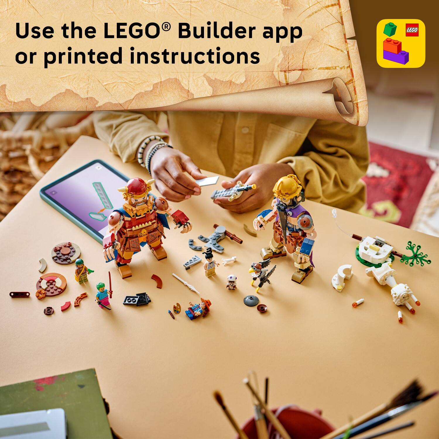 Use the LEGO® Builder app or printed instructions