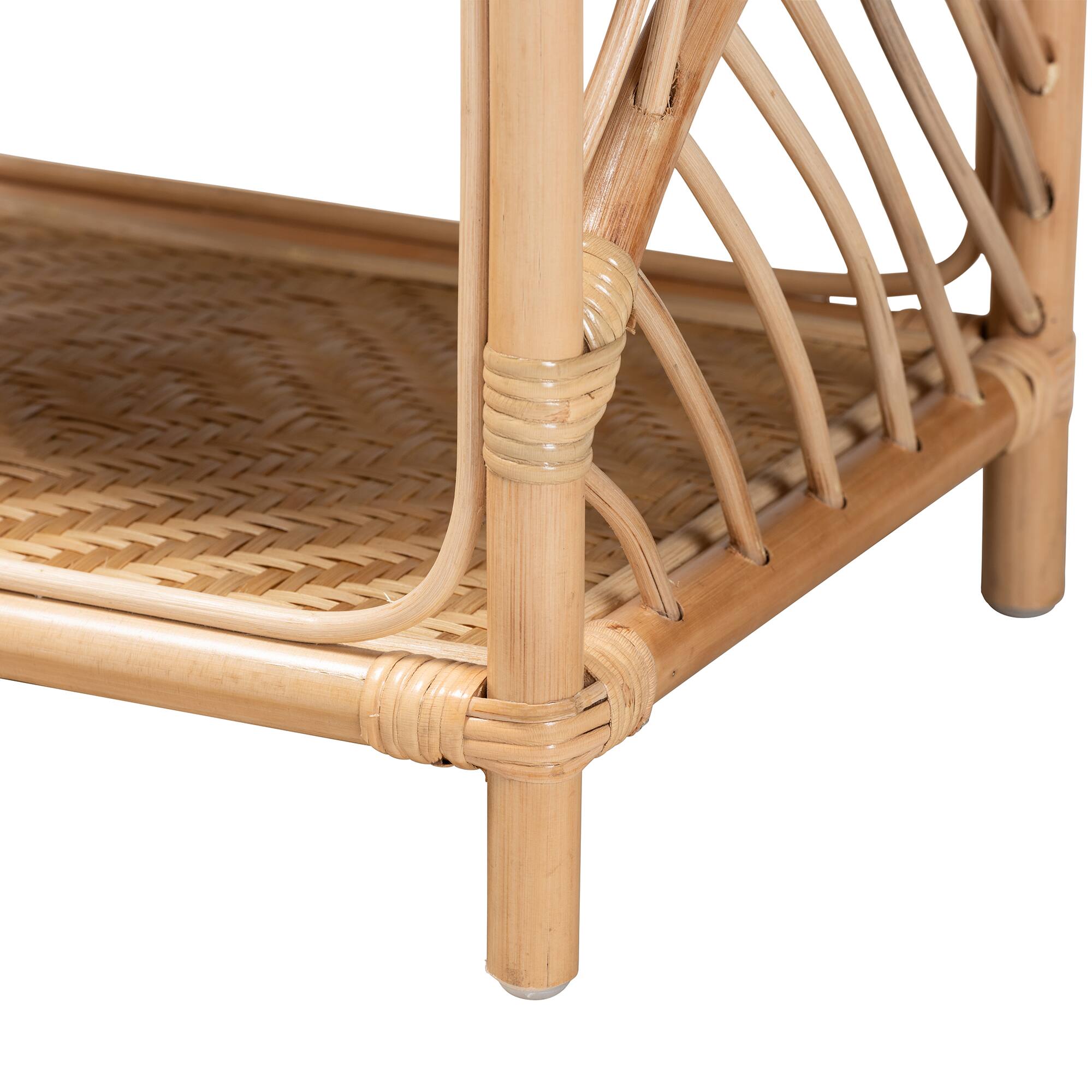 Back. bali & pari - Baara Modern Bohemian Rattan Nightstand - Natural Brown.