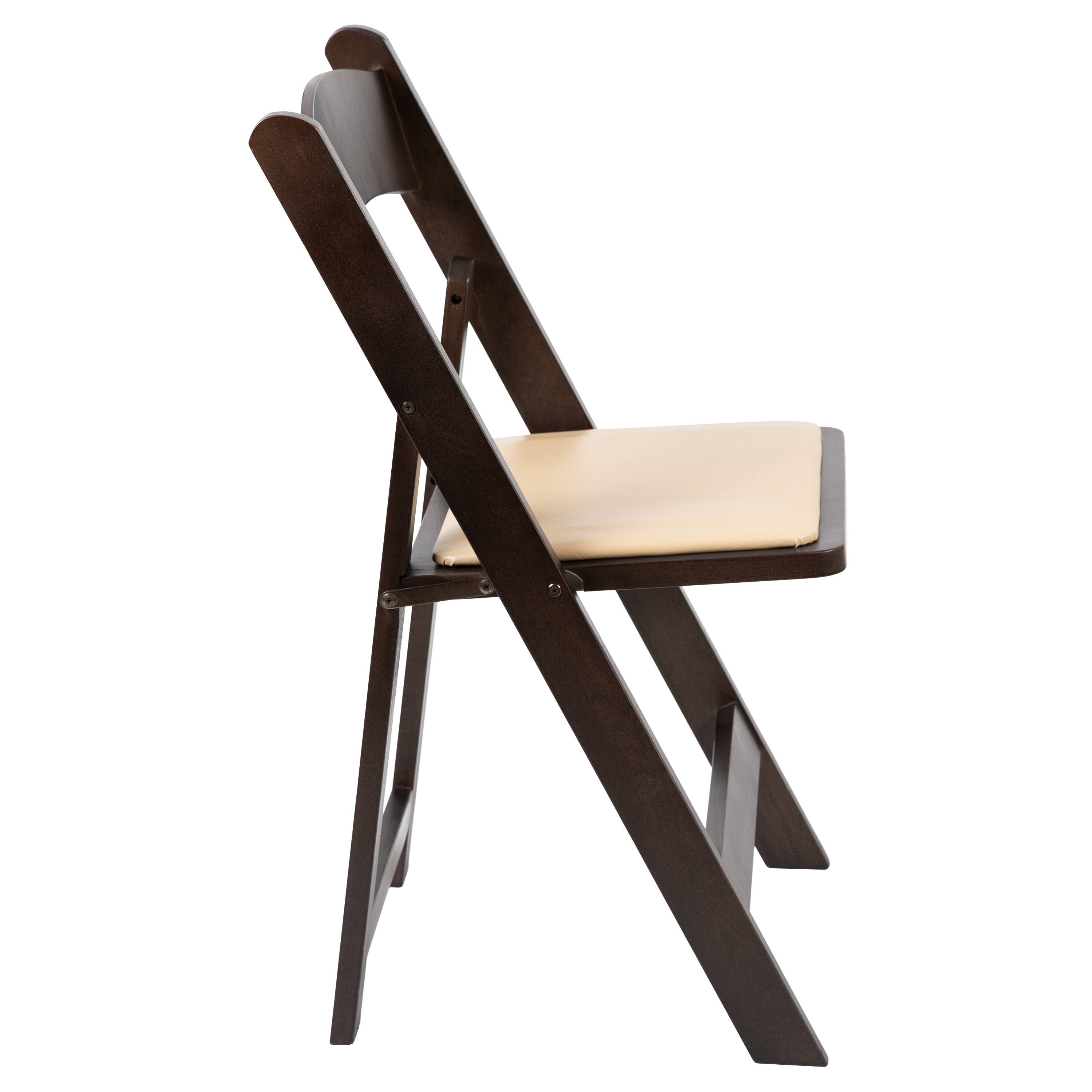 Alt View 6. Emma + Oliver - Wood Folding Chair with Vinyl Padded Seat - Chocolate.